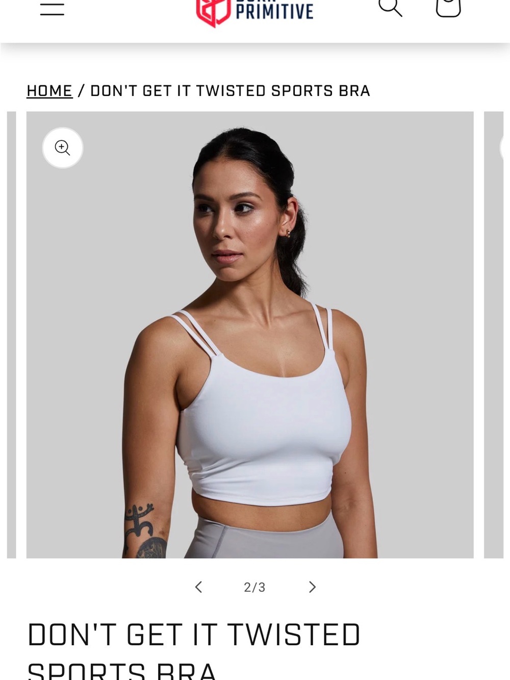 Born Primitive White Double-Strap Crop Sports Bra